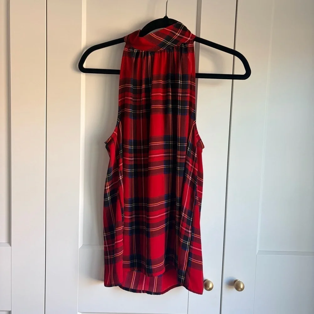 J.Crew Red Tartan Tie-Neck Tank Top | 4